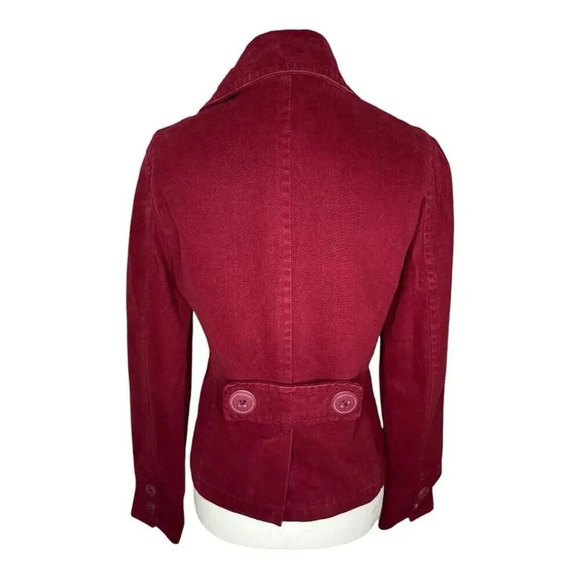 American Eagle Women's Small Maroon Double-Breasted Peacoat Jacket Short - Picture 3 of 7